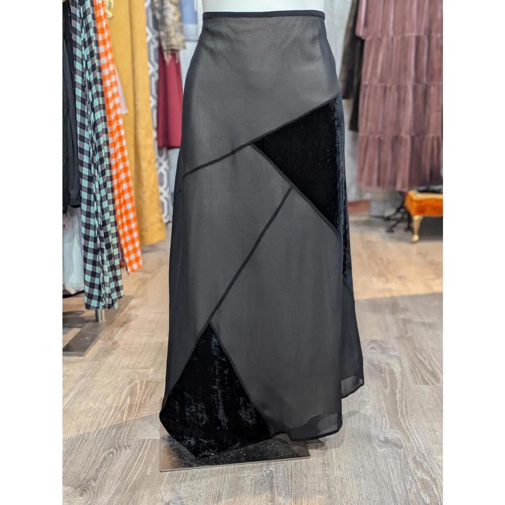 Sheer Velour Asymmetrical Skirt